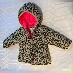 ✨Healthtex adorable cheetah print puffer coat baby 12 months winter coat